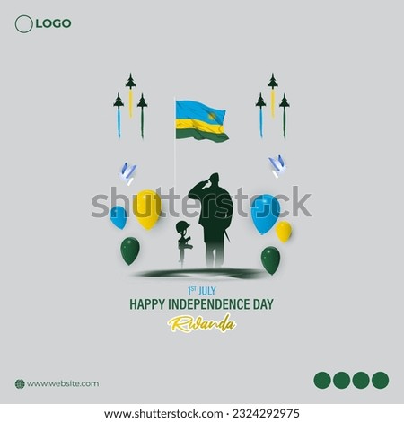 Vector illustration of Rwanda Independence Day social media story feed mockup template