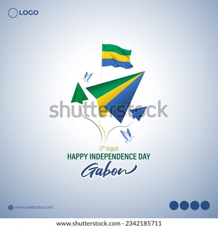 Vector illustration of Gabon Independence Day social media story feed template