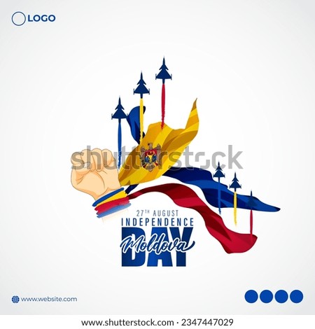Vector illustration of Moldova Independence Day social media story feed mockup template