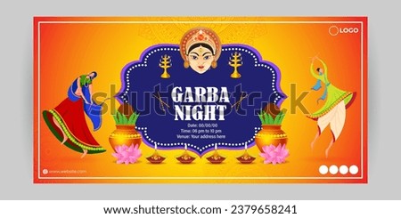 Vector illustration of Dandiya Night Invitation social media feed template written hindi text means dandiya graba nights