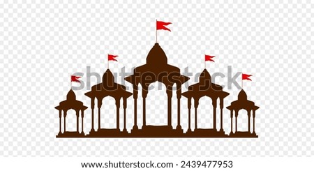 Temple silhouette illustration on transparent background