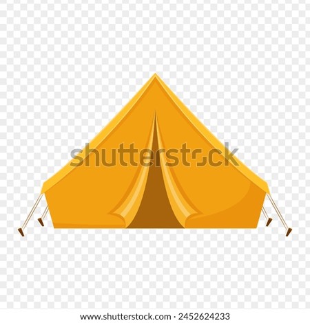 Vector illustration of yellow tent front view on transparent background