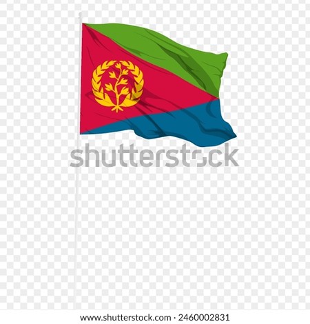Vector illustration of wavy Eritrea flag on transparent background