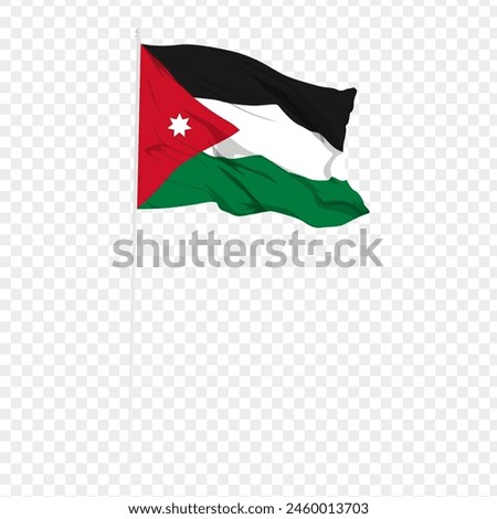 Vector illustration of wavy Jordan flag on transparent background