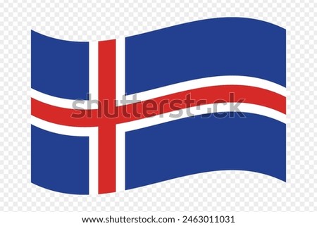 Vector illustration of wavy Iceland flag on transparent background