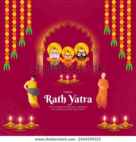 Vector illustration of Happy Ratha Yatra Festival social media feed template