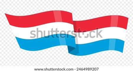 Vector illustration of wavy Luxembourg flag on transparent background