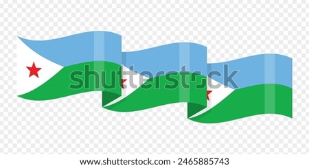 Vector illustration of wavy Djibouti flag on transparent background