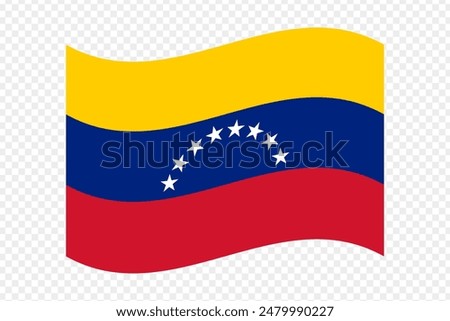 Vector illustration of wavy Venezuela flag on transparent background