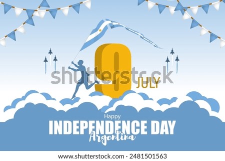 Vector illustration of Argentina Independence Day social media feed template