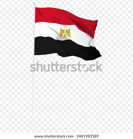 Vector illustration of wavy Egypt flag on transparent background