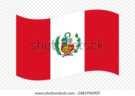 Vector illustration of wavy Peru flag on transparent background