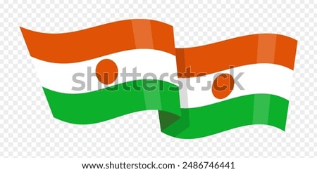 Vector illustration of wavy Niger flag on transparent background