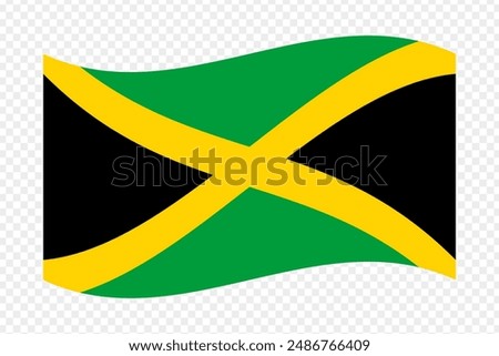 Vector illustration of wavy Jamaica flag on transparent background