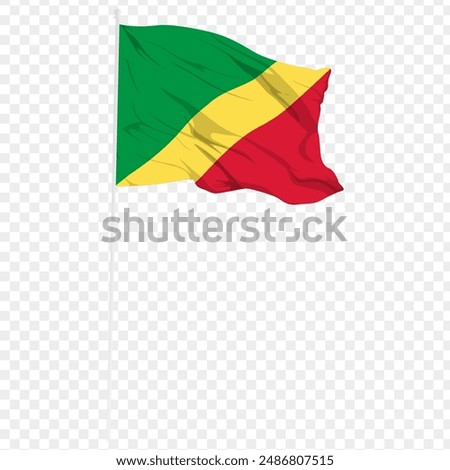 Vector illustration of wavy Republic of the Congo flag on transparent background