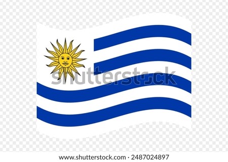 Vector illustration of wavy Uruguay flag on transparent background