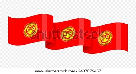 Vector illustration of wavy Kyrgyzstan flag on transparent background