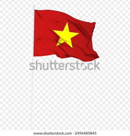 Vector illustration of wavy Vietnam flag on transparent background