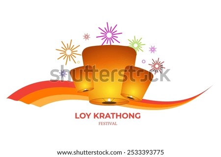 Vector illustration of Loy Krathong Festival social media template