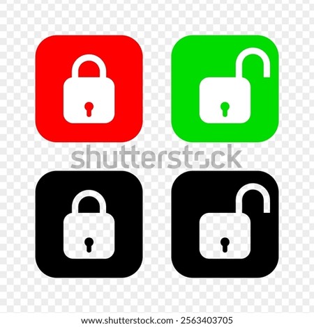 Vector illustration of Lock and Unlock button isolated on transparent background