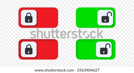 Vector illustration of Lock and Unlock slider isolated on transparent background