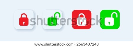 Vector illustration of Lock and Unlock button isolated on transparent background