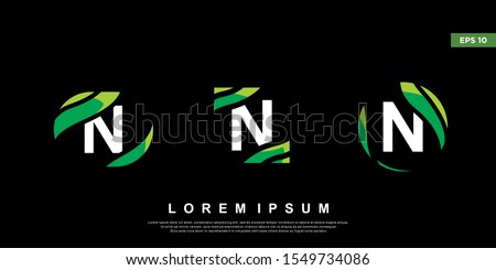 geometric initial letter  nlogo inside leaf frame. modern icon, template design