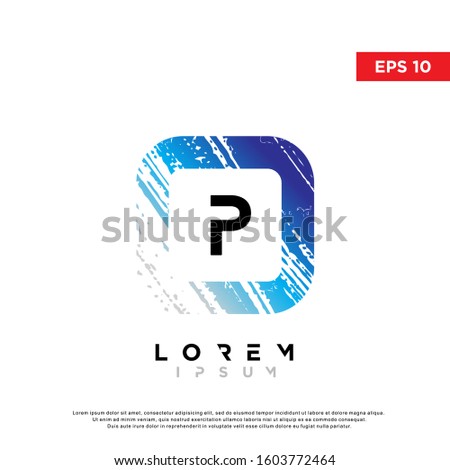 modern initial letter p grunge square logo. modern icon, template design Stock fotó © 