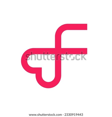 Letter F heart love minimal logo design