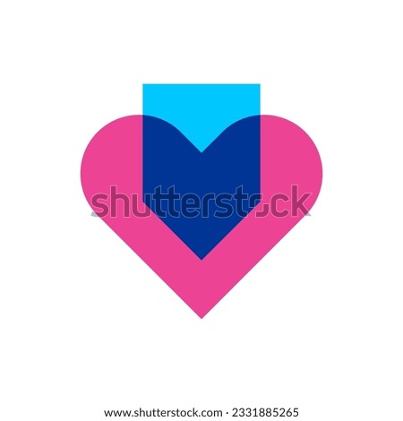 Love shield overlapping color logo design