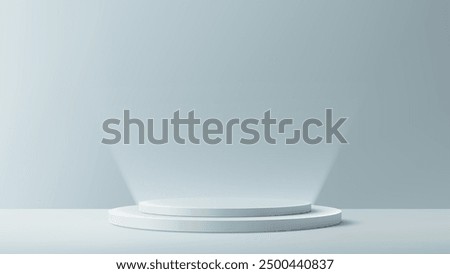 Minimalist 3D White Podium in Soft Light Against Blue Background for Modern Product Display and Mockup