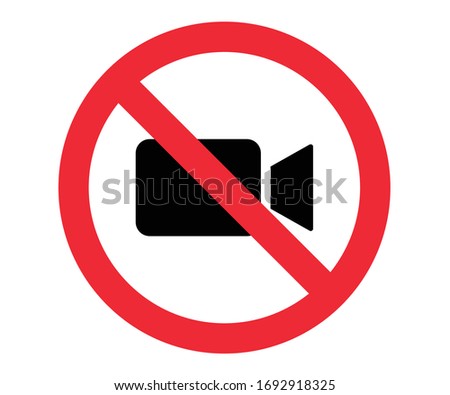 no video, video recording prohibited warning sign vector 