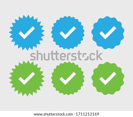 Tick mark green and blue color vector illustration concept icon, verified and authentic tick mark icon