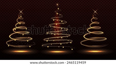 Shiny Christmas tree. Glittering lights in the form of a Christmas tree with bright shining and glowing particles. Christmas shiny tree with blurred lights effect