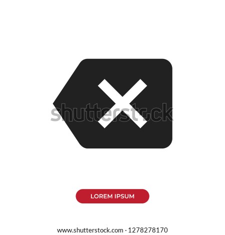 Filled Backspace icon vector isolated on white background. Modern symbol in trendy flat style for mobile app and web design.