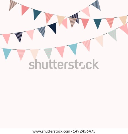 Carnival garland with flags. Decorative colorful party pennants for birthday celebration, festival and fair decoration. Vector illustration, eps10 Photo stock © 