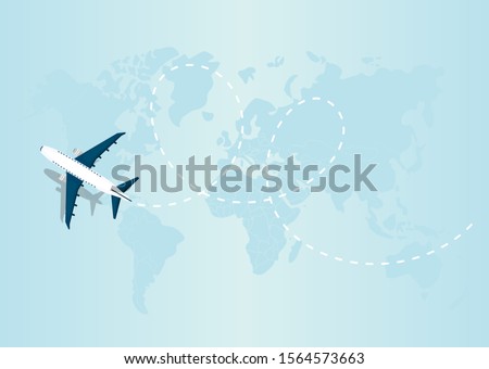 Flying airplane express delivery shipping concept. Vector Illustration 