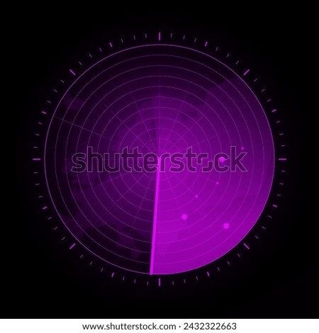 Purple radar screen. Military search system. Futuristic HUD radar display. HUD radar display.