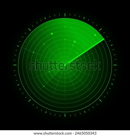 Green radar screen. Military search system. Futuristic HUD radar display. HUD radar display.