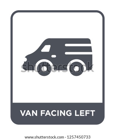 van facing left icon vector on white background, van facing left trendy filled icons from Mechanicons collection, van facing left simple element illustration