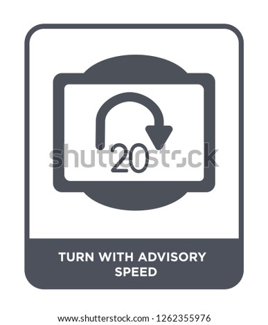 turn with advisory  speed icon vector on white background, turn with advisory  speed trendy filled icons from Traffic signs collection, turn with advisory  speed simple element illustration