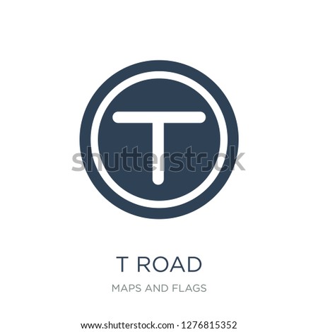 t road intersection icon vector on white background, t road intersection trendy filled icons from Maps and Flags collection, t road intersection vector illustration