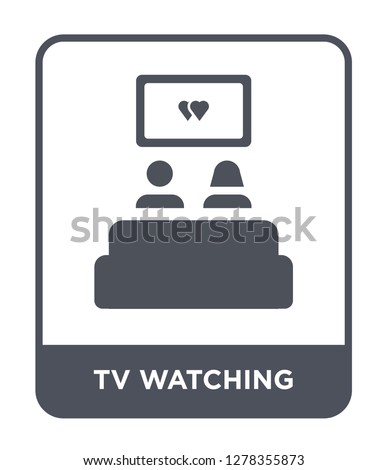 tv watching icon vector on white background, tv watching trendy filled icons from Birthday party and wedding collection, tv watching vector illustration