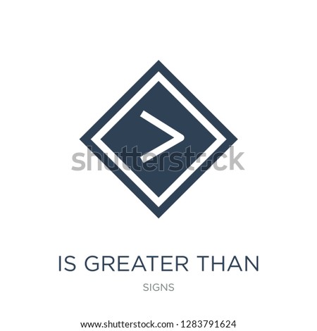 is greater than icon vector on white background, is greater than trendy filled icons from Signs collection, is greater than vector illustration