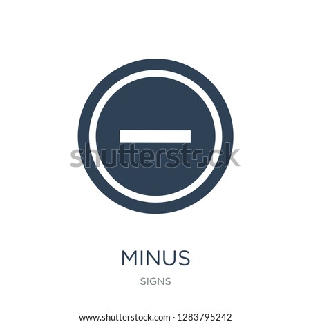 minus icon vector on white background, minus trendy filled icons from Signs collection, minus vector illustration