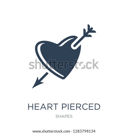 heart pierced by an arrow icon vector on white background, heart pierced by an arrow trendy filled icons from Shapes collection, heart pierced by an arrow vector illustration