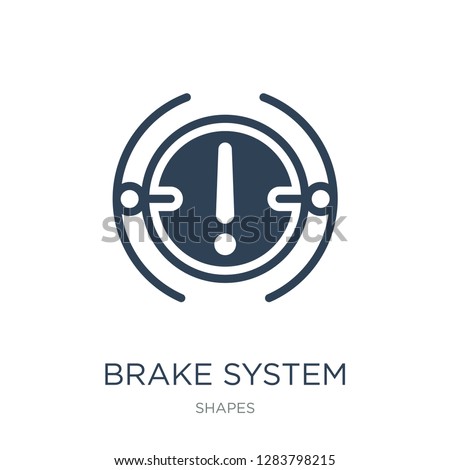 brake system warning icon vector on white background, brake system warning trendy filled icons from Shapes collection, brake system warning vector illustration