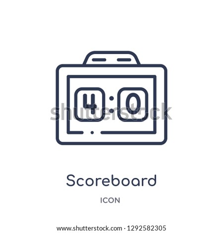 Linear scoreboard icon from Football outline collection. Thin line scoreboard icon vector isolated on white background. scoreboard trendy illustration