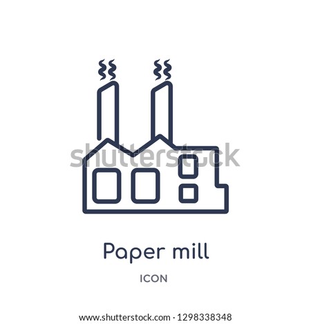 Linear paper mill icon from General outline collection. Thin line paper mill icon isolated on white background. paper mill trendy illustration