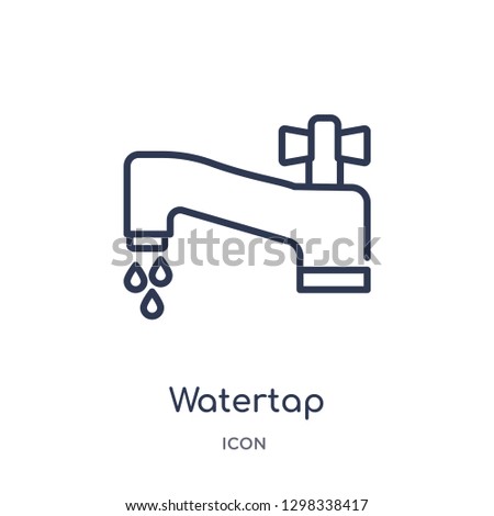 Linear watertap icon from General outline collection. Thin line watertap icon isolated on white background. watertap trendy illustration
